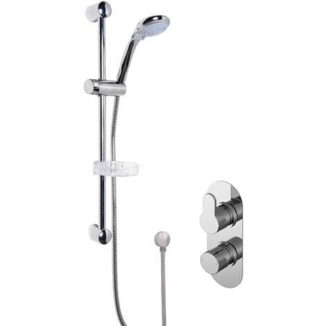 Pride Shower Bundle Concealed Round Twin Valve & Multi Function Handset Slide Rail Kit - Chrome Balterley
