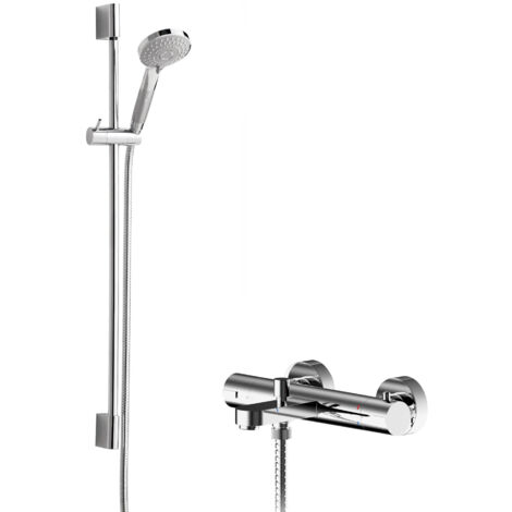 Pride Wall Mount Thermostatic Bath Shower Mixer Tap with Slimline Slide Rail Kit - Chrome - Balterley