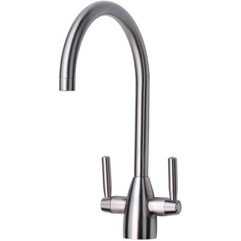 Prima Chelsea Dual Lever Kitchen Sink Mixer Tap - Brushed Steel