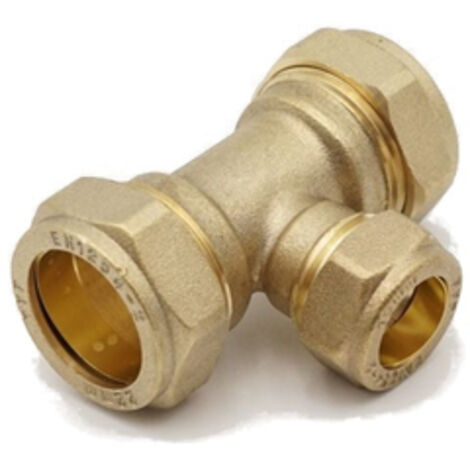 Prima Classic Brass Compression Reduced Tee 22mm 15mm