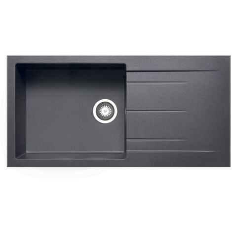 Prima+ Granite 1 Bowl Inset Kitchen Sink 1000mm L x 500mm W With Drainer - Gun Metal