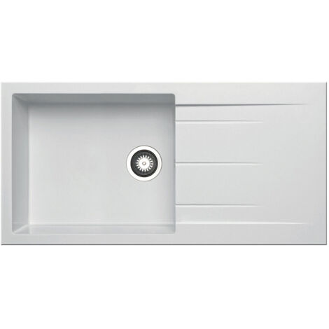Prima+ Granite 1 Bowl Inset Kitchen Sink 1000mm L x 500mm W With Drainer - White