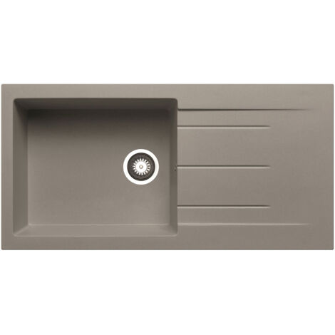 Prima+ Granite 1.0 Bowl Inset Kitchen Sink with Waste 1000mm L x 500mm W - Light Grey
