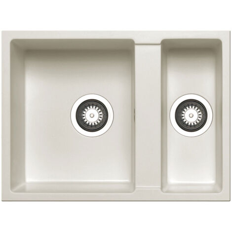 Prima+ Granite 1.5 Bowl Undermount Kitchen Sink 590mm L x 440mm W - White