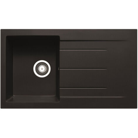Prima+ Granite Compact 1 Bowl Inset Kitchen Sink 860mm L x 500mm W - Black