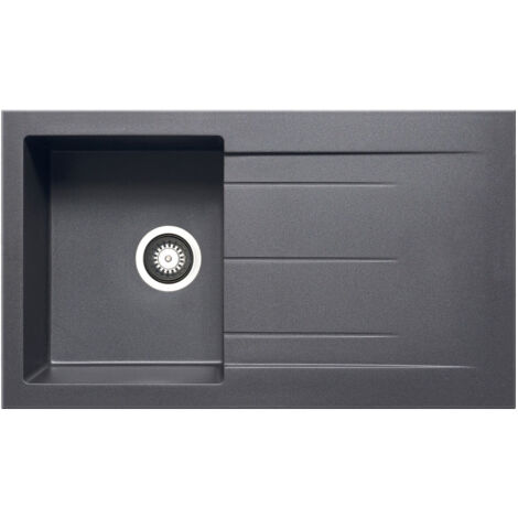 Prima+ Granite Compact 1 Bowl Inset Kitchen Sink 860mm L x 500mm W - Gun Metal