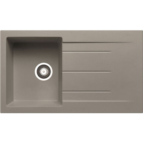 Prima+ Granite Compact 1 Bowl Inset Kitchen Sink 860mm L x 500mm W - Light Grey