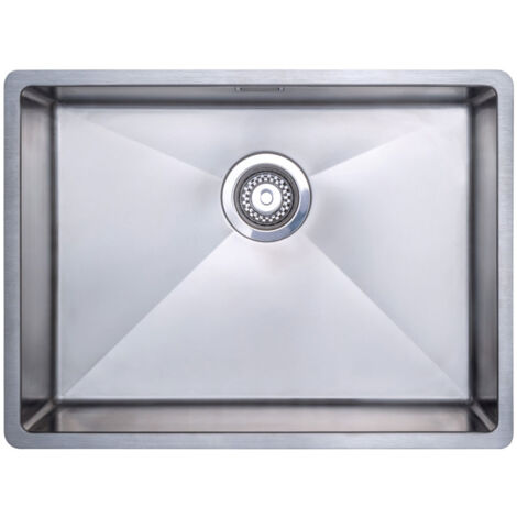 Prima+ R10 1.0 Bowl Undermount/Inset Large Kitchen Sink with Waste Kit 590mm L x 440mm W - Stainless Steel