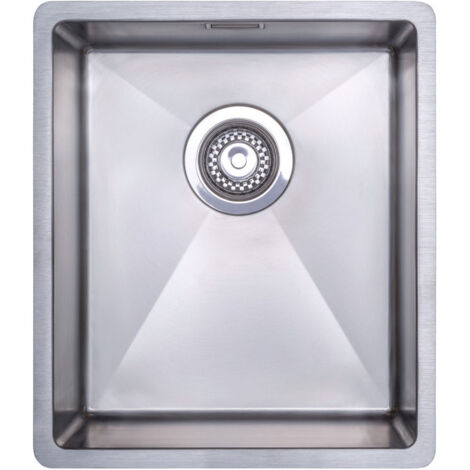 Prima+ R10 Compact 1.0 Bowl Undermount/Inset Kitchen Sink with Waste Kit 440mm L x 380mm W - Stainless Steel