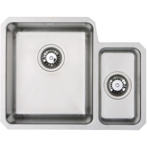Prima+ R25 1.5 Bowl Undermount Kitchen Sink LH with Waste Kit 580mm L x 450mm W - Stainless Steel