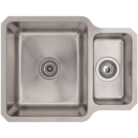 Prima+ R25 1.5 Bowl Undermount Kitchen Sink with Waste Kit 580mm L x 450mm W - Stainless Steel