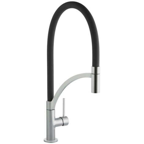 Prima Swan Neck Pull Out Single Lever Kitchen Sink Mixer Tap - Black