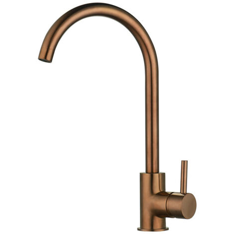 Prima Swan Neck Single Lever Kitchen Sink Mixer Tap - Copper
