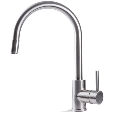 Prima+ Tiber Pull Out Single Lever Kitchen Sink Mixer Tap - Stainless Steel