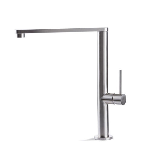 Prima+ Tiber Single Lever Flat Kitchen Sink Mixer Tap - Stainless Steel