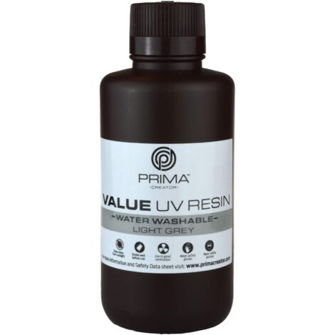 PrimaCreator Value - Resina UV lavabile in acqua, 500 ml, colore: Grigio chiaro