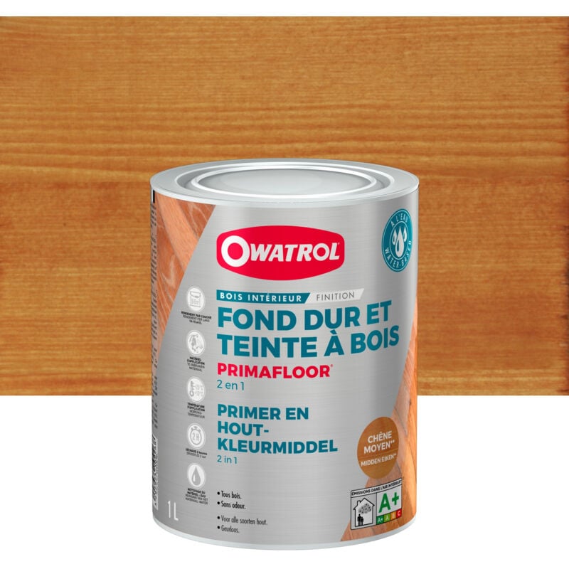 Owatrol - Fond dur + teinte à bois en phase aqueuse primafloor Chêne Moyen (owp6) 1 litre