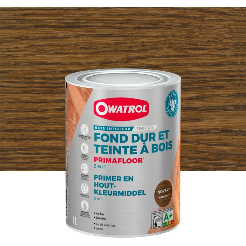 Owatrol - Fond dur + teinte à bois en phase aqueuse primafloor Noyer (owp16) 1 litre