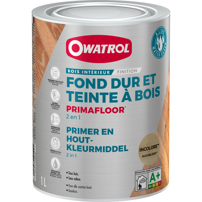 Owatrol - Fond dur + teinte à bois en phase aqueuse primafloor Incolore (owp12) 1 litre