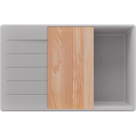 PRIMAGRAN Evier Cuisine en Granit 78x50cm,Lavabo 1 bac + Kit de Vidage + Planche à Découper, Évier à Encastrer au meuble 60cm - Copenhague, Gris