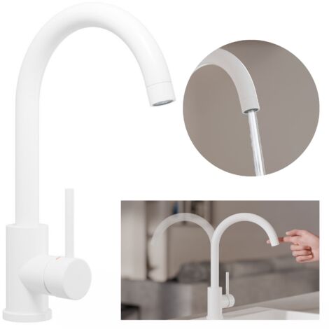 PRIMAGRAN Robinet de cuisine 5010, Robinet d'évier rotation 360°, Robinet haute pression, Blanc