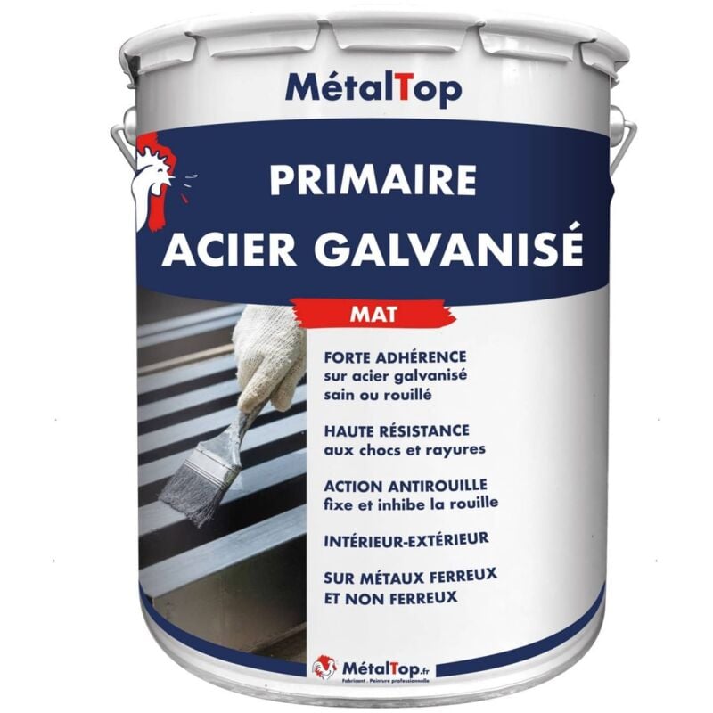 Metaltop - Primaire Acier Galvanise - Pot 1 l - 7040 - Gris fenêtre
