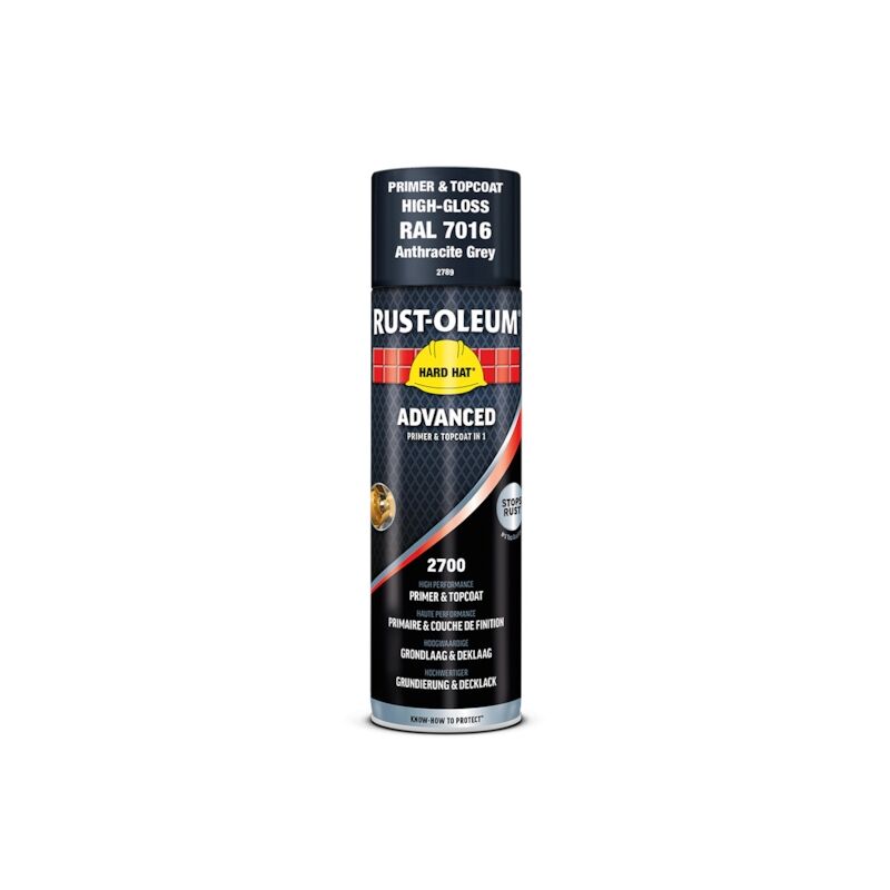 Primaire antirouille et finition 2 en 1 HARD HAT ADVANCED - 500 ml - gris anthracite brillant - RUST-OLEUM