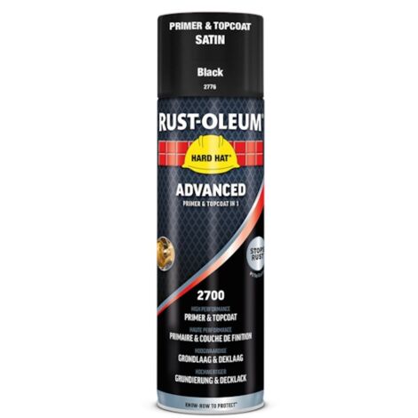 Primaire antirouille et finition 2 en 1 HARD HAT ADVANCED - 500 ml - noir satin - RUST-OLEUM