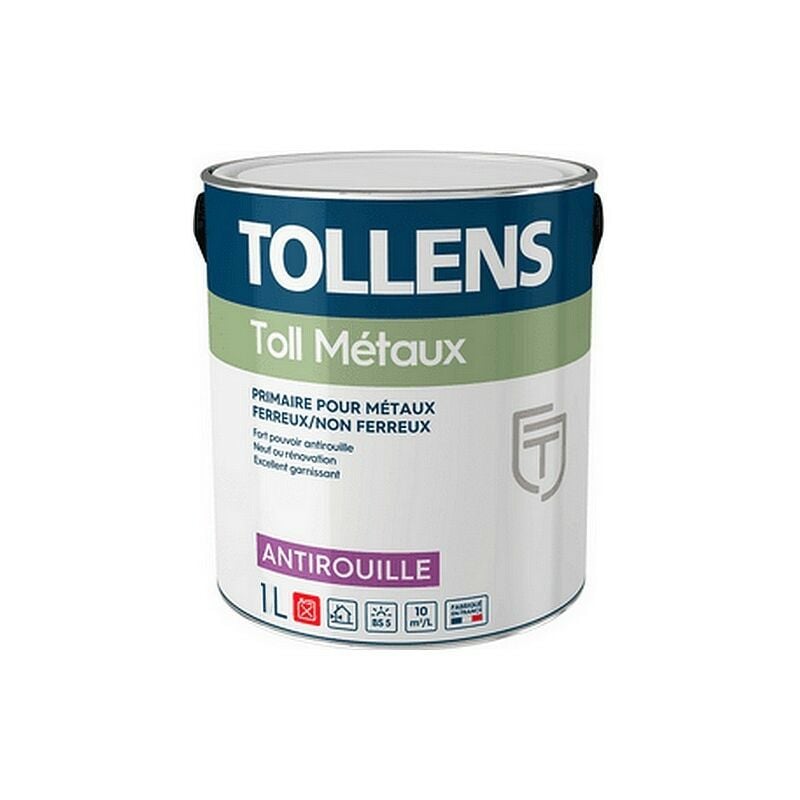 Tollens - Primaire antirouille professionnelle Toll Métaux, protéger vos surfaces métalliques Couleur: Blanc - Conditionnement: 1 Litre