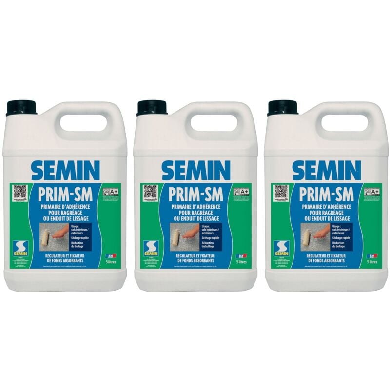 Semin - Primaire d'Adhérence pour Enduit de Lissage Prim sm - Intérieur/Extérieur - Bidon 5 l (lot de 2)