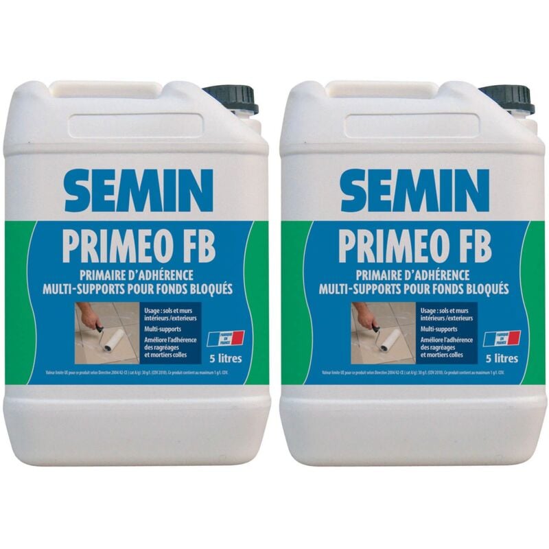 Primaire d'Adhérence pour sols Semin Priméo fb - Sols - Intérieur/Extérieur - Bidon 5 l (lot de 2)