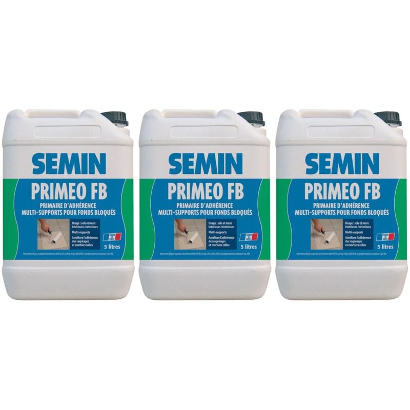 Primaire d'Adhérence pour sols Semin Priméo fb - Sols - Intérieur/Extérieur - Bidon 5 l (lot de 3)