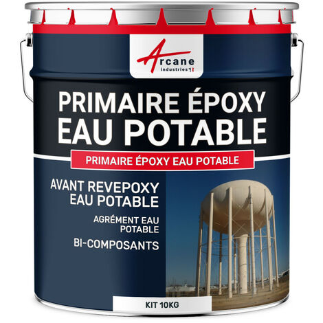 Primaire époxy bicomposant contact eau potable revêtement imperméabilisation étanchéité sans solvant PRIMAIRE EPOXY EAU POTABLE - 10 kg - Incolore - Incolore