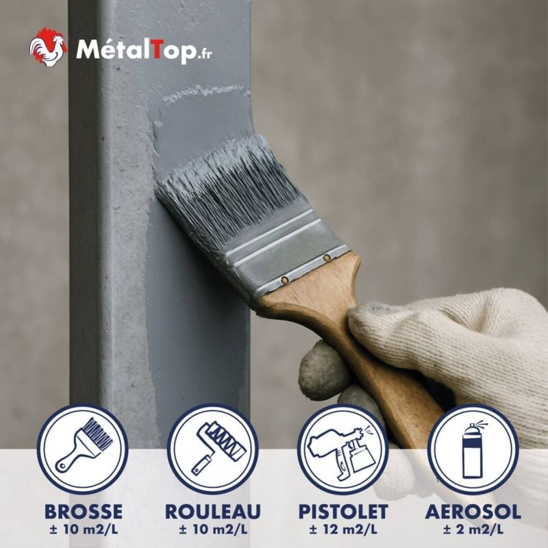 Metaltop - Primaire Epoxy Metal - 0.4 l - Bombe 400 mL - 7040 - Gris fenêtre