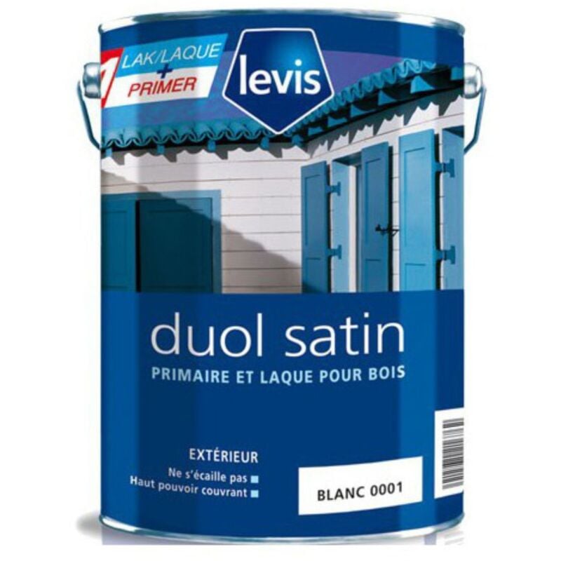 Duol Satin Peinture Microporeuse Boiseries - Extérieur Finition: Satiné - Couleur: Blanc - Conditionnement: 10L - Levis