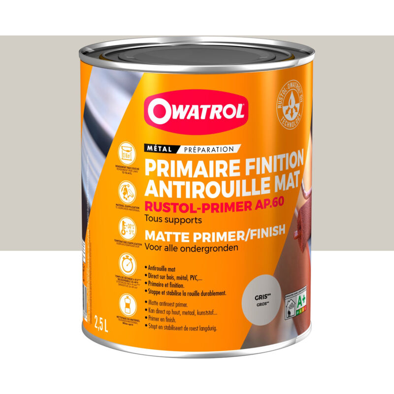 Owatrol - Primaire et finition mat antirouille rustol® primer ap 60 Gris (ow16) 2.5 litres