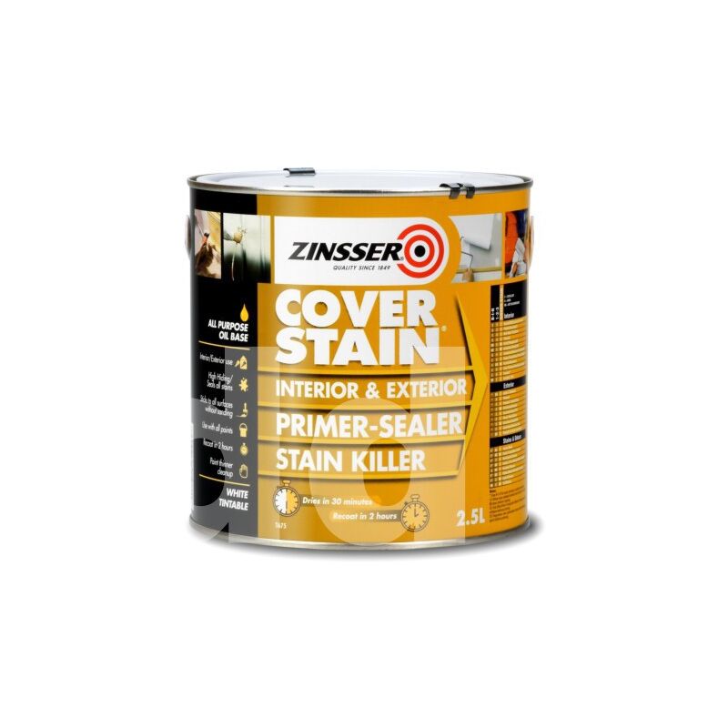 Primaire isolant avant peinture Zinsser Cover Stain blanc Couleur: Blanc - Conditionnement: 2,5L - Blanc