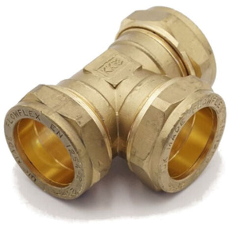 PrimaPlus 28mm Brass Compression Equal Tee Fittings - Pack of 5