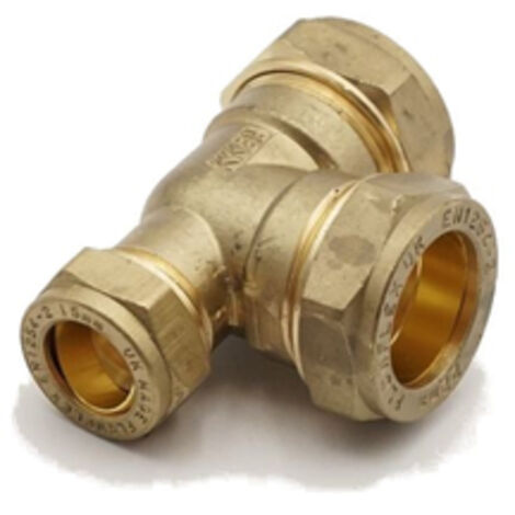 PrimaPlus Brass Compression Reduced Tee Fitting 22 x 15 x 22mm