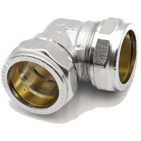 PrimaPlus Chrome Brass Compression Elbow 35mm Fitting