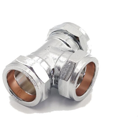 PrimaPlus Chrome Brass Compression Equal Tee 35mm