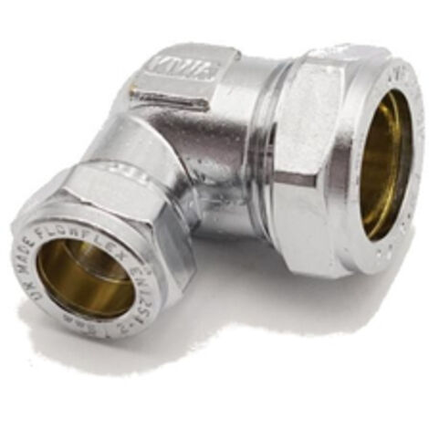 PrimaPlus Chrome Brass Compression Reducing Elbow 22x15mm Pack