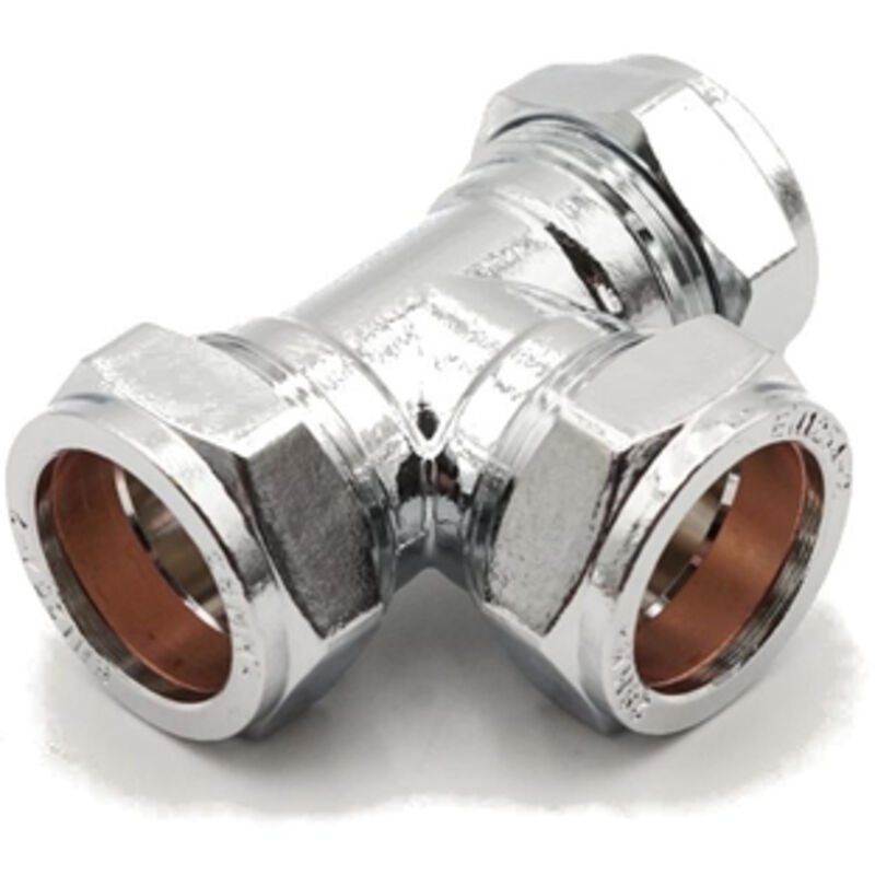 Image of PrimaPlus Chrome Compression Equal Tee 28mm&hellip;