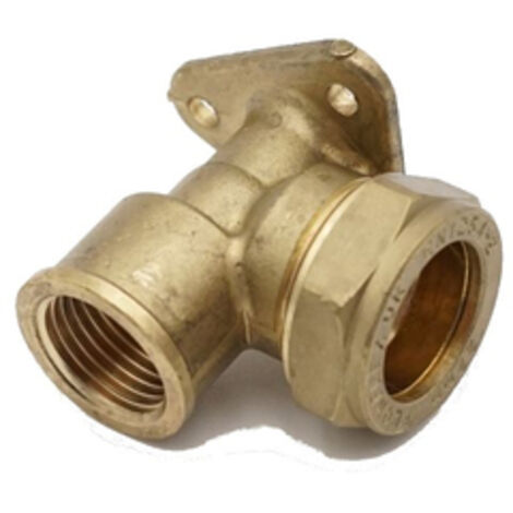 PrimaPlus Compression Wallplate Elbow 22mm x 1/2" Brass Fitting