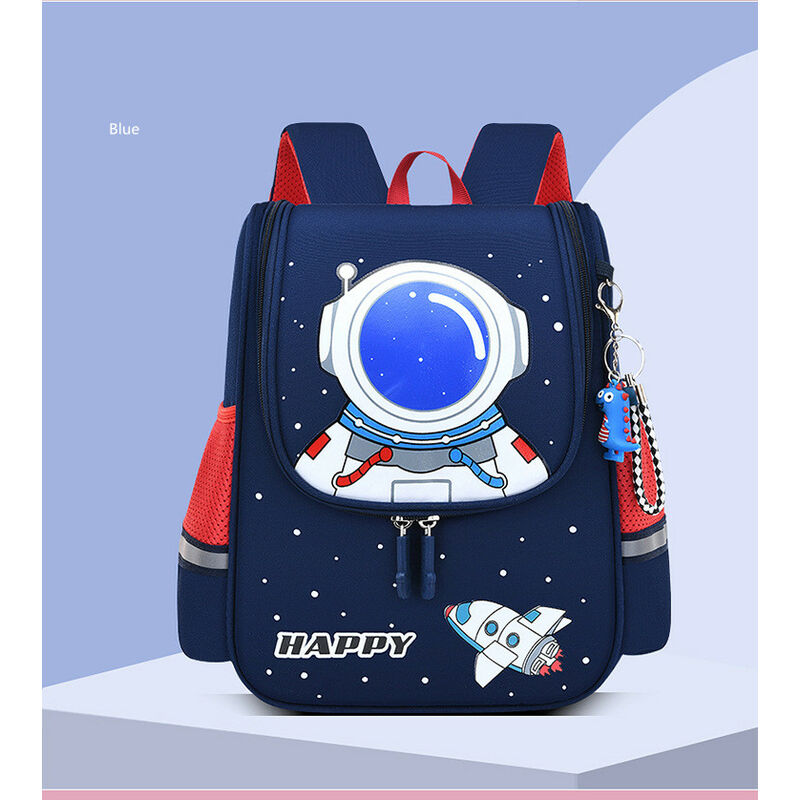 Briday - Primary Student Backpack Carton Kindergarten School Back Pack Children Gift First Grade School Bags Reflective Strip 28*12*22cm-astronaut