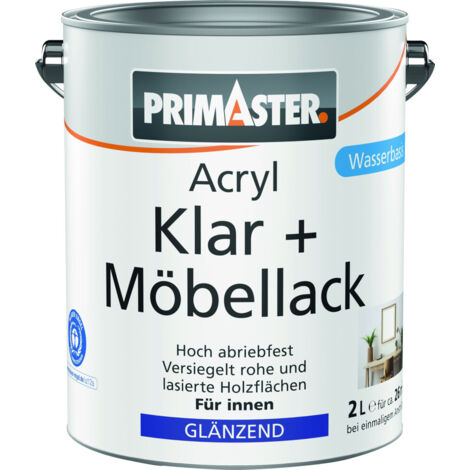 Primaster Acryl Klar + Möbellack 2 L farblos glänzend Lack