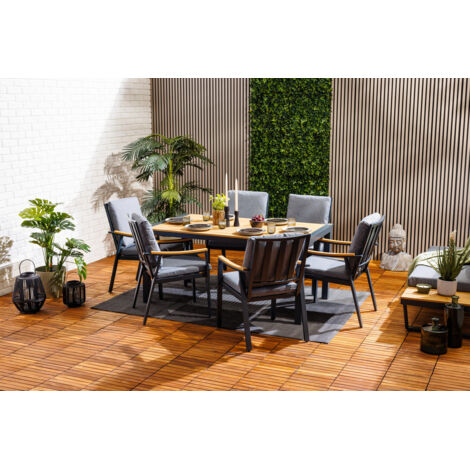 Primaster Dining Möbelset Eukalyptus Shanghai 7-teilig mit Tisch und Stühlen Sitzgruppe