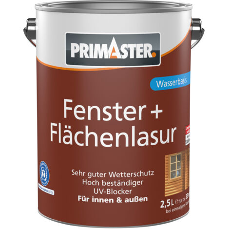 Primaster Fenster + Flächenlasur 2,5 L weiß Holzlasur