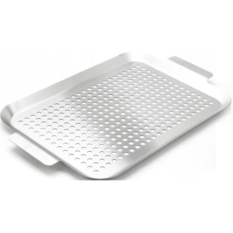 Primaster Grillschale mit Löcher Edelstahl 43 x 26 cm Grillpfanne/- platte