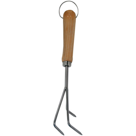 Primaster Handgartengrubber Edelstahl 21 cm mit Holzgriff Gartenkralle